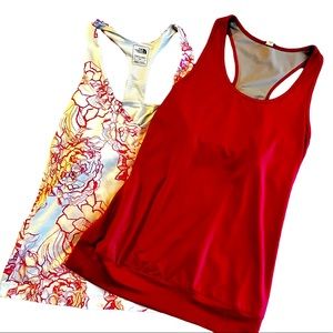 Lot of 2 athletic tops Under Armor and The Northface size small pink